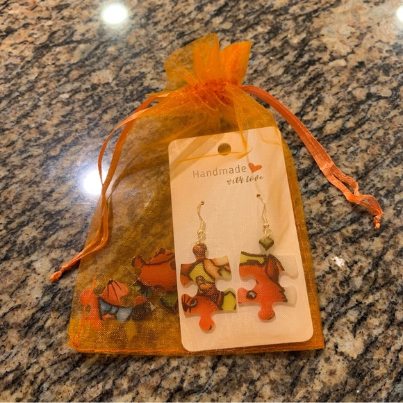 Handmade puzzle earrings - Picture 9 of 9